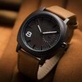 Brown Leather Analog Wrist Watch For Men. 
