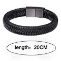 Black PU Leather Magnetic Bracelet Men's Mature and Stable and Elegant Giving Men The Best Gift for Men. 