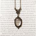 Gothic Vintage Magnifying Glass Pendant Necklaces for Women Steampunk Victorian Monocle Jewelry Gift for Book Lovers. 
