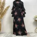 Muslim plus-size fashion hot new Arab Dubai women's clothing Islamic women's print robe dress Saudi Malaysia long sleeve elegant. 