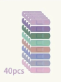 24pcs/40pcs PE Waterproof Bandages Solid Color Breathable Bandages Stickers In 8 Styles.