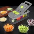 All-in-1 Vegetable Chopper, Pro Onion Food, Manual Salad Cutter, with Container, Veggie Nicer Dicer and Mandoline Slicer for Home Kitchen gadgets, Hand Grater. 