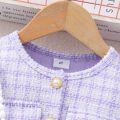 Autumn & Winter Dress for KIds Girl Clothes Children Party Dresses Purple Plaid Long Sleeve Button KIds Outfit 8 9 10 11 12 Yrs. 