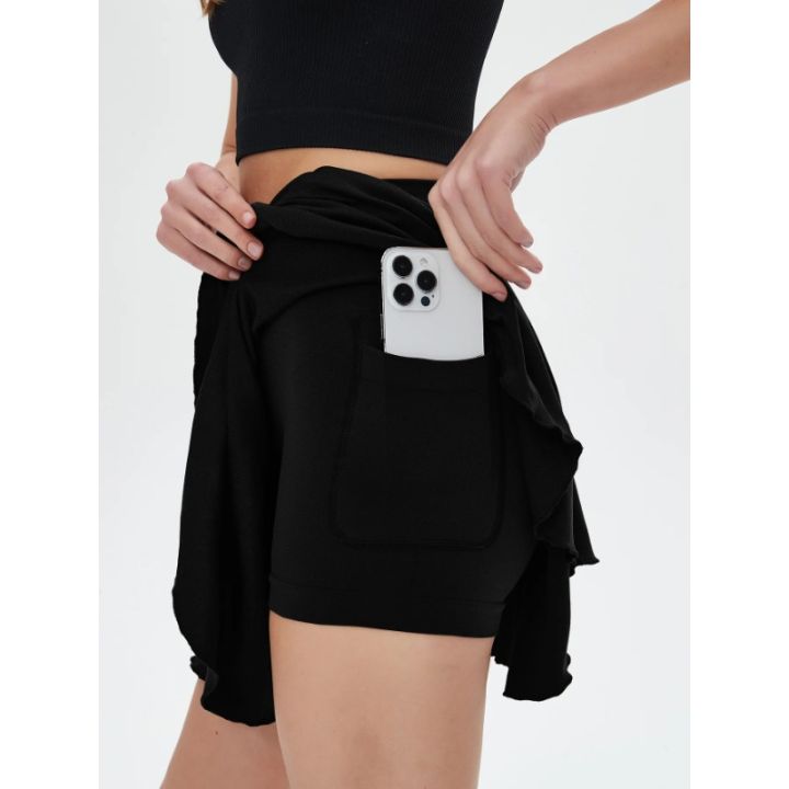 Women's%20High%20Waisted%20Tennis%20Mini%20Skirt%20Tennis%20Yoga%20Golf%20Sports%20Belt%20Safety%20Pants%20Pocket%20Comfortable%20and%20Breathable%20Sports%20Skirt%20-%20Image%203