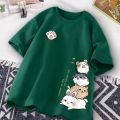Summer Fashion Simple Cat Printing Universal Short Sleeve T-shirt Loose Casual Large Size.