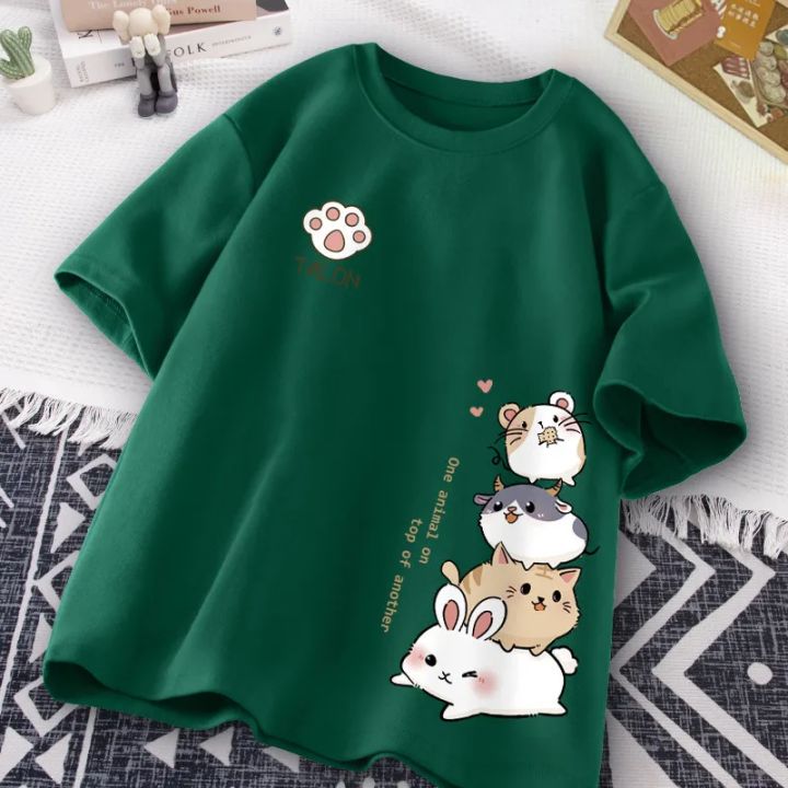 Summer%20Fashion%20Simple%20Cat%20Printing%20Universal%20Short%20Sleeve%20T-shirt%20Loose%20Casual%20Large%20Size%20-%20Image%206