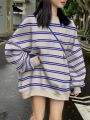 Ladies Spring Summer 2026 New Blue Stripes Sweatshirt Comfortable Casual Streetwear Fashion Women's Hoodie. 