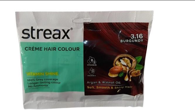 STREAX HAIR CREAM COLOUR WITH WALNUT AND ARGAN OIL BURGUNDY- 45 GM