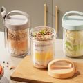 430ML Oat Cup Nut Yogurt Salad Cup Leakproof Glass Cup Oats Container With Lid Spoon Breakfast Cups Kitchen Item. 