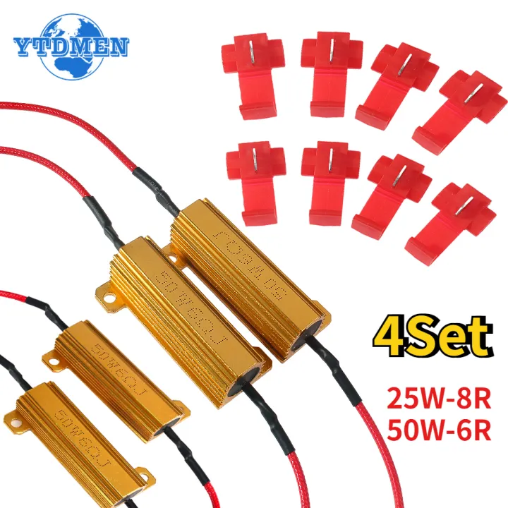 4 Sets Load Resistor for LED 50W 6 Ohm 25W 8 Ohm Aluminum Shell Power ...