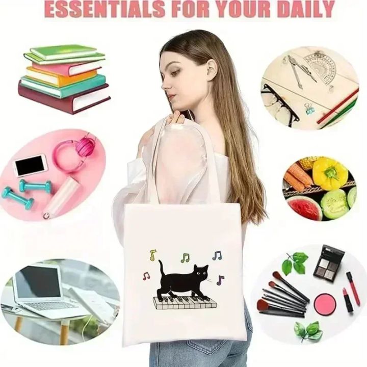 1pc%20Stylish%20Ailurus%20Fulgens%20Sakura%20Koala%20Print%20Black%20Tote%20Bag%20Eco%20Friendly%20Spacious%20Bag%20School%20Travel%20Yoga%20Bag%20Daily%20Use%20-%20Image%206