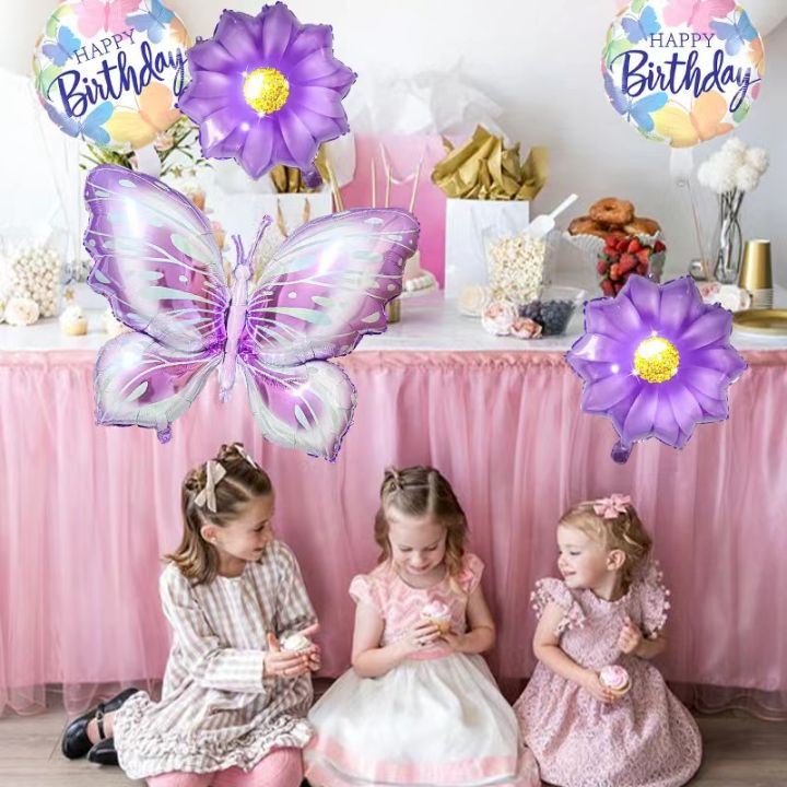 5%20Pcs%20Butterfly%20Foil%20Balloons%20Set%20Purple%20Sunflower%20Set%20Baby%20Shower%20Wedding%20Romantic%20Butterfly%20Theme%20Birthday%20Party%20Decorations%20-%20Image%204