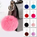 8cm Fluffy Fur Pom Pom Keychains for Women Girls Pompom Pendant   Faux Fur-like Ball Keyring Key Chains Rings Charm Bag Gifts. 