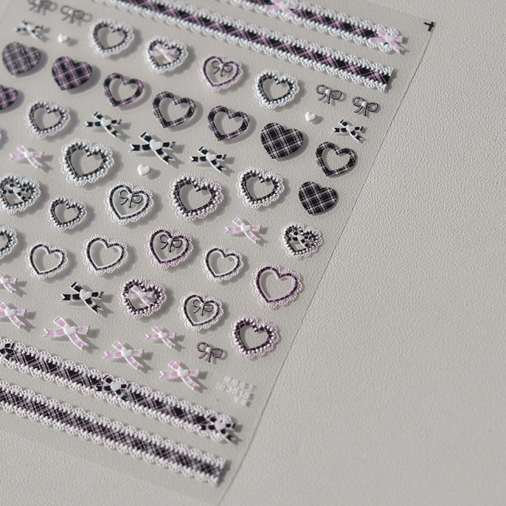 1pcs%205D%20Relief%20Kawaii%20Lace%20Series%20Nail%20Art%20Stickers%20Pink%20Bow%20Heart%20Nail%20Decoration%20Decals%20Self-Adhesive%20Manicure%20Accessories%20DIY%20-%20Image%203