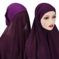 2 In 1 Chiffon Hijab Scarf With Jersey Inner Cap All In One Suit For Muslim Women Convinient Headscarf New Colors. 