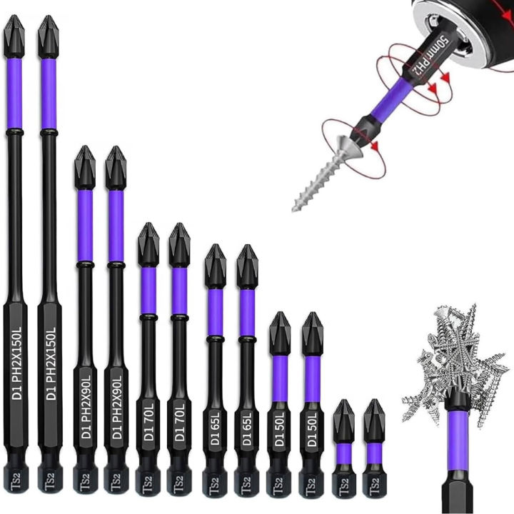 Magnetic Anti Slip Threaded Drill Bit, Shockproof,sixteen Rods,alloy Steel Drill Bit,suitable for Power Tools,6 Pieces 12 Pieces