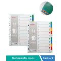 File Seperator (Plastic) - 1 TO 10 - Pack of 2. 