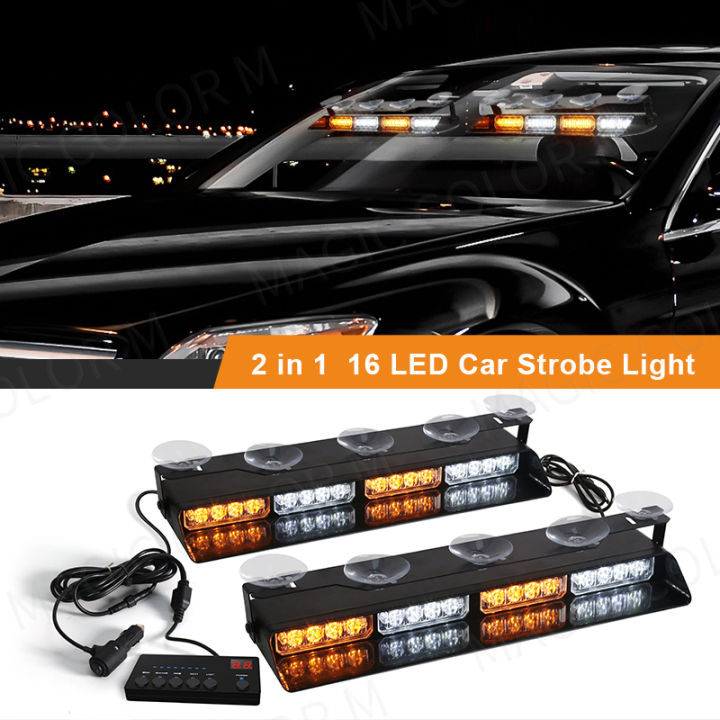 32 LED Car Front Windshield Safety Warning Light 2 In1 For Police ...