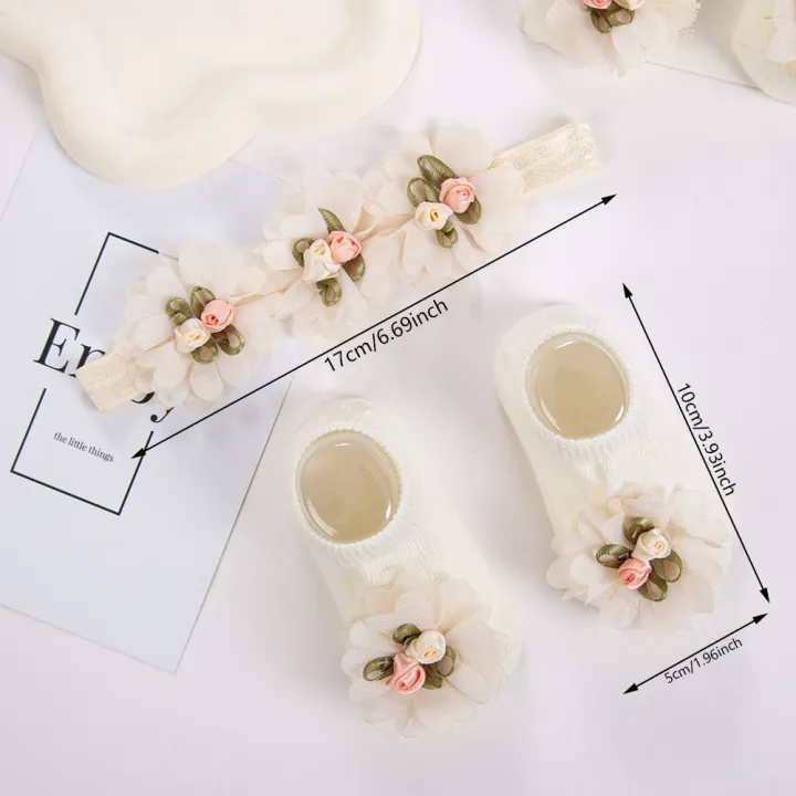 2Pcs/Set%20Ins%20Cream%20Chiffon%20Flower%20Headbands%20with%20Cotton%20Socks%20for%20Baby%20Girls%20Boutique%20Flower%20Anti-Slip%20Short%20Cotton%200-12M%20Sock%20-%20Image%204