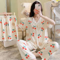 New Spring/Summer Women's Short-Sleeve Three-Piece Pajama Set, Women's Short-Sleeve Loungewear, Women's Summer Outfit Set.