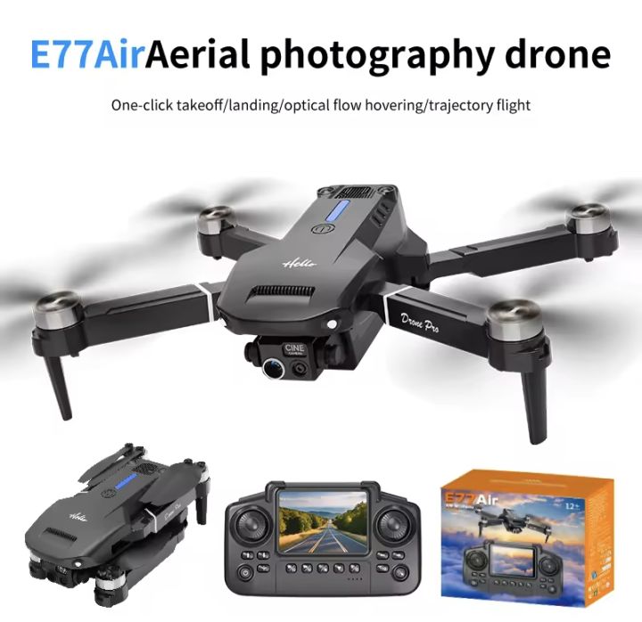 New E77 Air Dual Camera Drone Screen Control FPV Wide-angle Shooting Mini Drone Intelligent Obstacle Avoidance RC Kids Toy