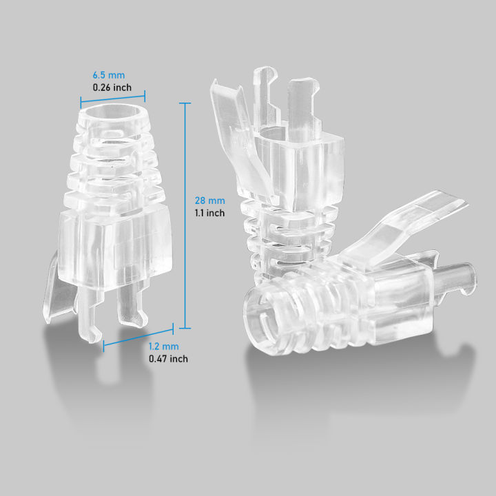 RJ45%20Cat6%20Pass%20Through%20Connectors%20and%20Strain%20Relief%20Boots,%20easy%20to%20Crimp%20Modular%20Plug%20for%20Solid%20or%20Stranded%20Network%20Cable%20-%20Image%204