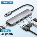 Lemorele TC101 5-in-1 USB C Hub 4K HDMI Docking Station 100W PD USB 3.0 5Gbps for MacBook/// Aluminum Dock.
