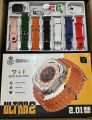 Crown 7 + 1 straps ultra 2 smart watch with cover and protector wireless charger bluetooth connection call attend all features. 