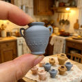 Miniature Ceramic Three-Piece Set, Dollhouse Retro Decorative Item, Realistic Clay Scene Prop, for Enthusiasts' Collection..
