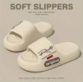 Unisex Couple Style Spring and Summer Eva Soft Thick-Soled Ultra-Comfortable Letter-Printed Indoor Bathroom Outdoor Vacation Casual Versatile Slide Slippers.