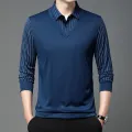 Fall winter men's new classic fashion thin high-end false two-piece long-sleeved shirt business casual lightweight POLO shirt. 