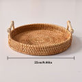 Handwoven Rattan Tray & Food Storage Basket | Eco-Friendly Kitchen Organizer with Lid, Farmhouse Home Decor. 