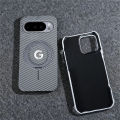 High Texture Business Rotable Magnetic Bracket Case For Google Pixel 10 Pro XL 9A Carbon Fiber Pattern Anti-Drop Protector Cover.