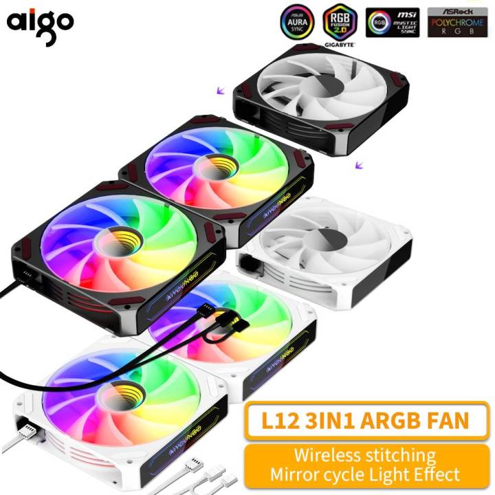 Aigo L12 Rgb Fan PC 120mm Computer Case Fans Aircooler CPU Water Cooler ...