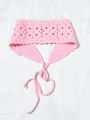 1 Flower-Hollowed-Out Knitted Hair Band, Colorful Woven Ribbon, Versatile Hair Accessory, Cute Girl's Hair Band.