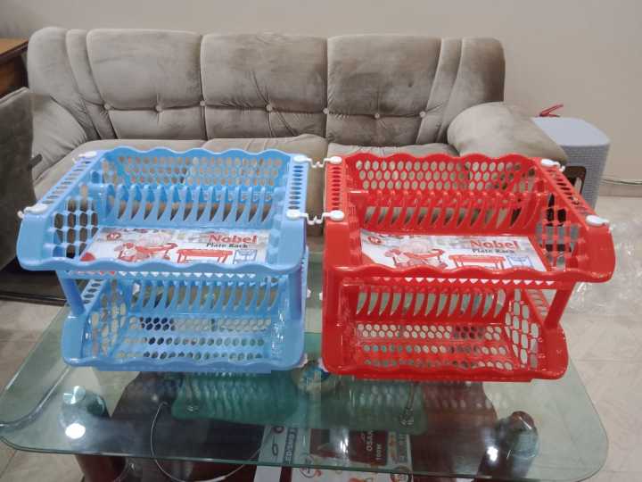 Luga Rakhne Rack Plastic Plate Rack 2 Layer | Bartan Rakhne Wala Stand | Kitchen Dish ...