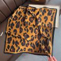 Leopard Scarf Women Imitation Silk Neck Ribbon Ties for Hair Bands Lady Shawls and Wraps Bandana Foulard Square Scarves. 