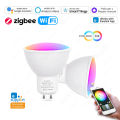 ZigBee GU10 WiFi Smart LED Light Bulbs RGB W+C 5W Dimmable Lamps App Control Spot Light Bulb Works With Alexa  Alice Hub. 