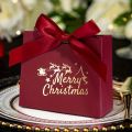 12pcs Elegant Christmas Gift Bags - Deep Brown, with Merry Christmas Script - Festive Packaging for Presents, Party Decorations.