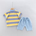 High-Quality Baby boys Polo Shirt + Handsome Denim Shorts 2-Piece Set kids girls clothes suits summer.