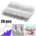 Stainless Steel Cloth Drying Clip-Silver 20 Piece Set - Hanger - cloth hanger.