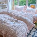 3pcs Korean lace Bedding set seersucker Duvet Cover Set (1*Duvet Cover + 2*Pillowcase, Without Core)for bedroom guest room.