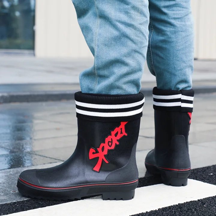 Mid-calf%20Rain%20Boots%20Men%20Slip-On%20Waterproof%20Rubber%20Rain%20Shoes%20Work%20Mud%20Boots%20Warm%20Durable%20Non-Slip%20Boots%20Farming%20Fishing%20Camp%20-%20Image%204