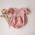 2Pcs Newborn Girl Clothes Spring Summer Baby Girl One Piece Clothes Corduroy Lapel Baby Girl Climbing Clothes With Hat. 