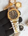 P.P Nautilus Just Date Two Tone Hot Demanding Men's Chain Wrist Watch. Premium Quality Waterproof Wrist Watch For Mens With Stainless Steel Chain.. 