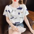 Women Summer Style Blouses Tops Lady Casual Short Sleeve O-Neck Flower Printed Blusas Tops SP1512. 