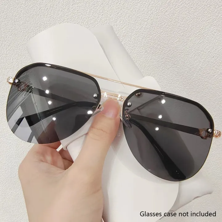 New%20Fashion%20Metal%20Half%20Frame%20Women's%20Outdoor%20Sunglasses%20Classic%20Double%20Beam%20Glasses%20-%20Image%203