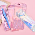 50pcs/Packs Resealable Holographic Bags Cute Eyelash Packaging Bags For Lip Gloss Lash Foil Small Ziplock Bags. 