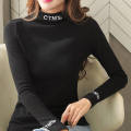 Qxshop English letters English letters round neck long sleeve T-shirt with sleeves solid color casual wear cool🔥🛍. 