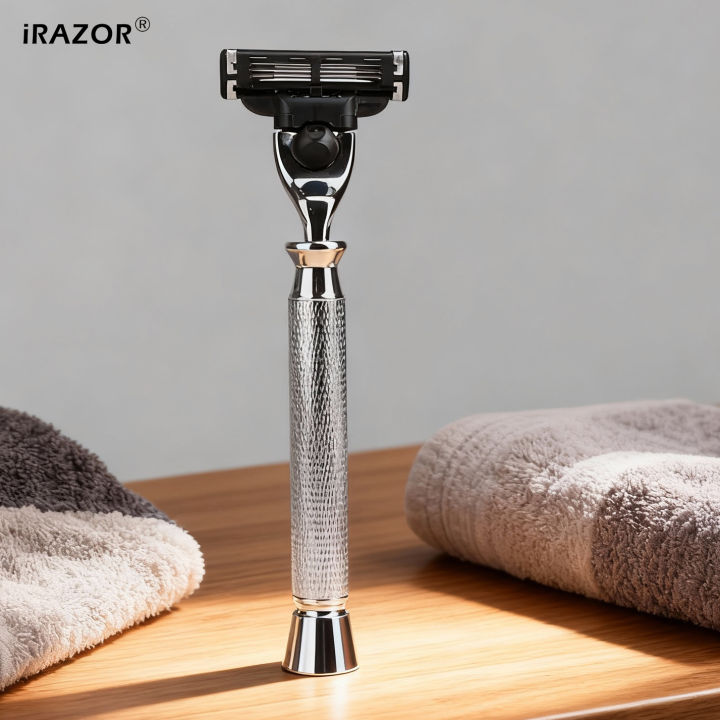 iRAZOR%20Classic%20Men's%20Beard%20Shaving%20Manual%20Razor%20%20with%203-Layer%20Mach%203%20Triple%20Blade%20Grooming%20Tool%20-%20Image%202